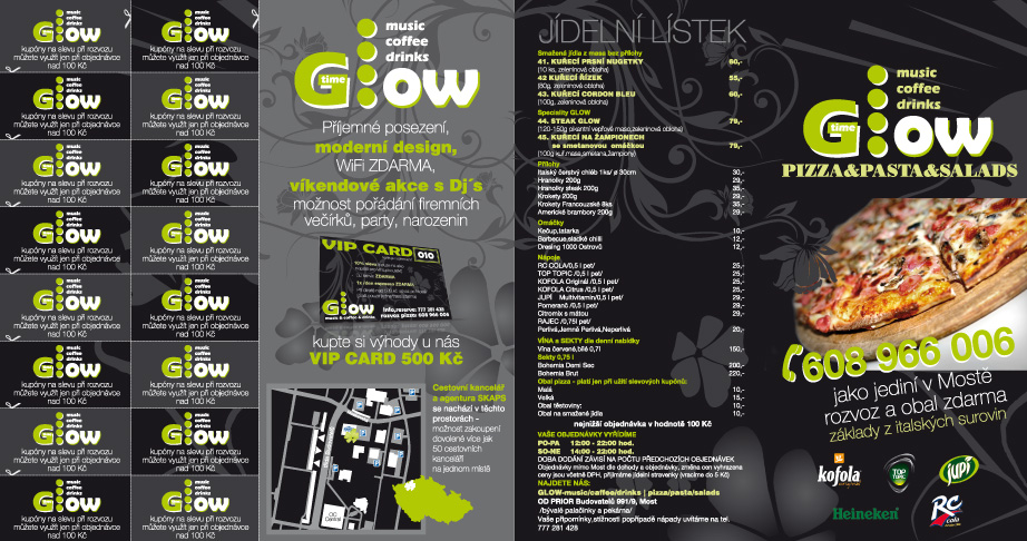 GLOW leták rozvoz pizzy