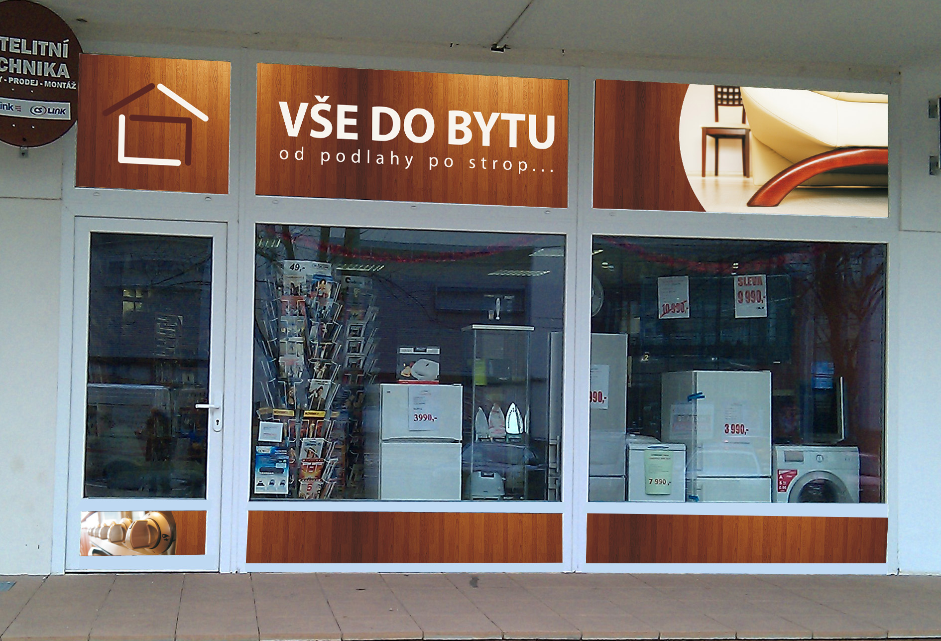 Polep prodejny VŠE DO BYTU